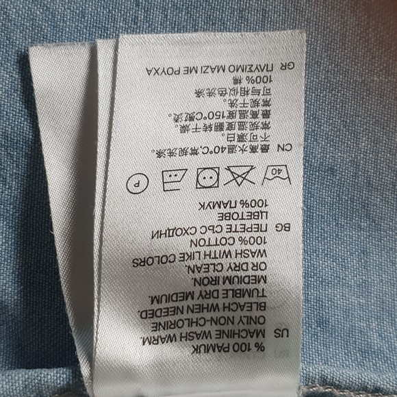 Size S 34½-36¼" Collar 41.5cm Denim Slim Fit Shirt - Picture 11 of 11